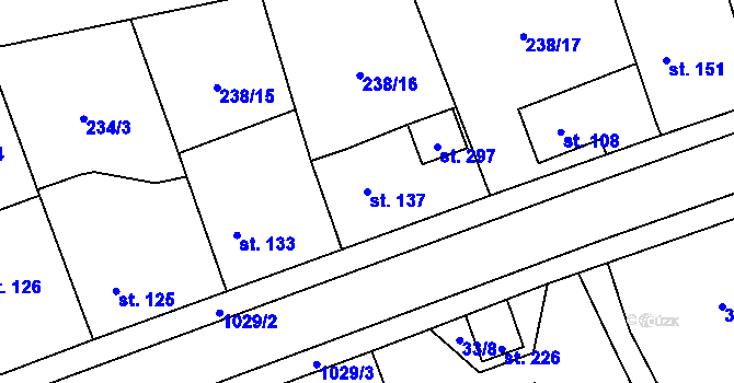 Parcela st. 137 v KÚ Kočí, Katastrální mapa