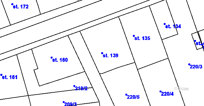 Parcela st. 139 v KÚ Kočí, Katastrální mapa