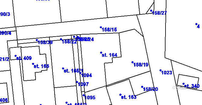 Parcela st. 164 v KÚ Kočí, Katastrální mapa