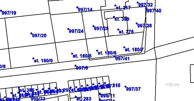 Parcela st. 180/6 v KÚ Kočí, Katastrální mapa