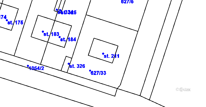 Parcela st. 211 v KÚ Kočí, Katastrální mapa