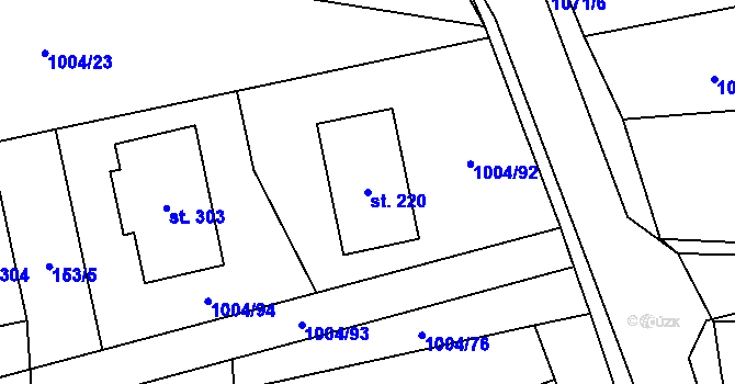 Parcela st. 220 v KÚ Kočí, Katastrální mapa