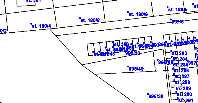 Parcela st. 245 v KÚ Kočí, Katastrální mapa