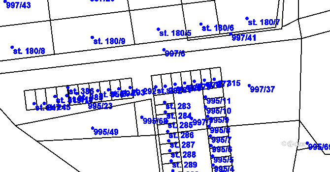 Parcela st. 281 v KÚ Kočí, Katastrální mapa