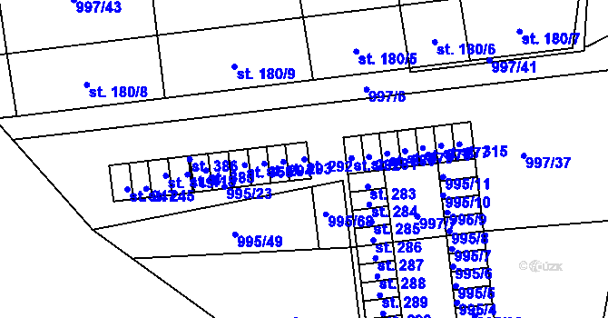 Parcela st. 292 v KÚ Kočí, Katastrální mapa