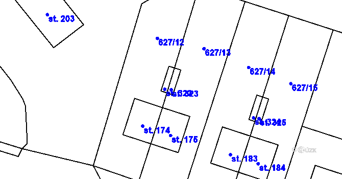 Parcela st. 323 v KÚ Kočí, Katastrální mapa