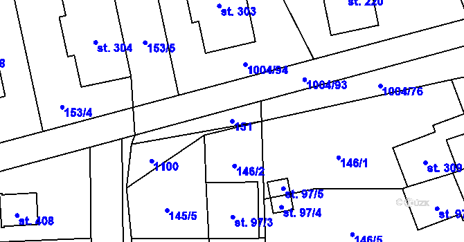 Parcela st. 151 v KÚ Kočí, Katastrální mapa