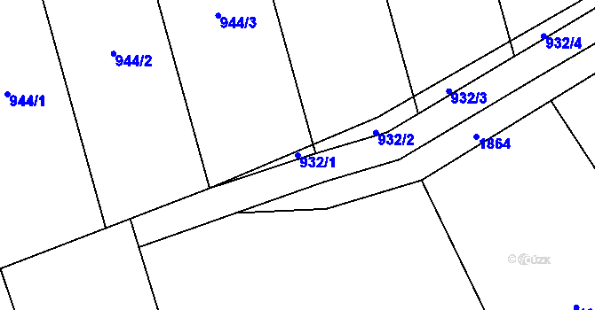 Parcela st. 932/1 v KÚ Kočí, Katastrální mapa