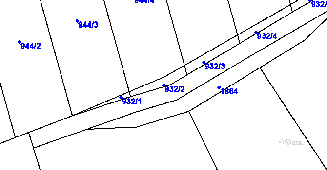 Parcela st. 932/2 v KÚ Kočí, Katastrální mapa
