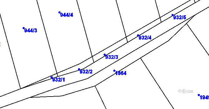 Parcela st. 932/3 v KÚ Kočí, Katastrální mapa