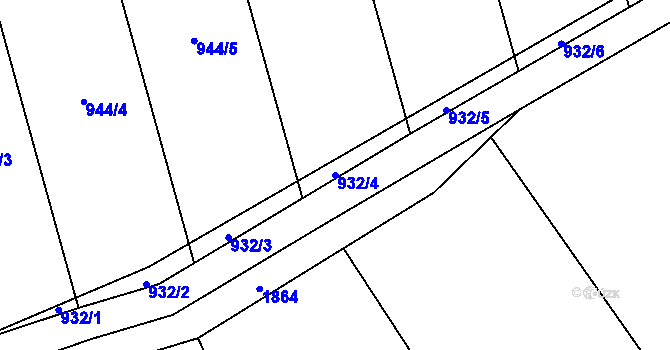 Parcela st. 932/4 v KÚ Kočí, Katastrální mapa