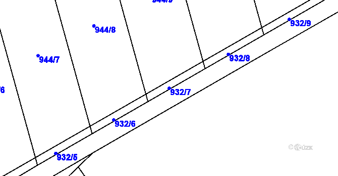 Parcela st. 932/7 v KÚ Kočí, Katastrální mapa