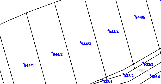 Parcela st. 944/3 v KÚ Kočí, Katastrální mapa