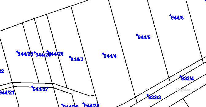 Parcela st. 944/4 v KÚ Kočí, Katastrální mapa