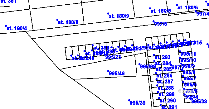 Parcela st. 995/23 v KÚ Kočí, Katastrální mapa