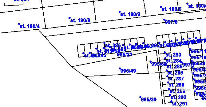 Parcela st. 995/25 v KÚ Kočí, Katastrální mapa