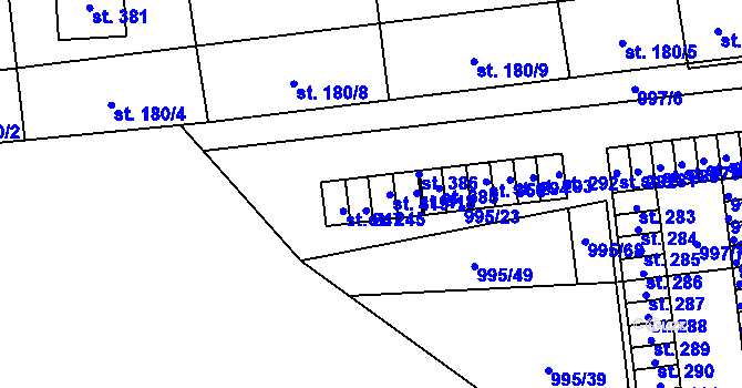 Parcela st. 995/27 v KÚ Kočí, Katastrální mapa
