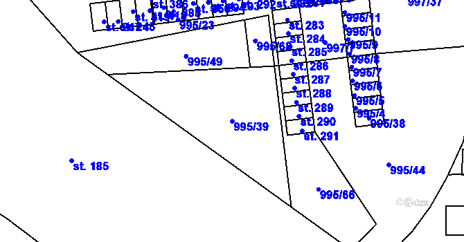 Parcela st. 995/39 v KÚ Kočí, Katastrální mapa
