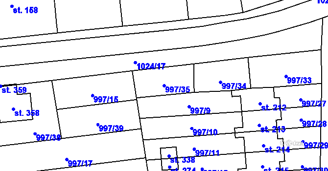 Parcela st. 997/35 v KÚ Kočí, Katastrální mapa