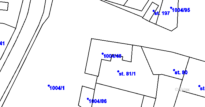 Parcela st. 1004/48 v KÚ Kočí, Katastrální mapa