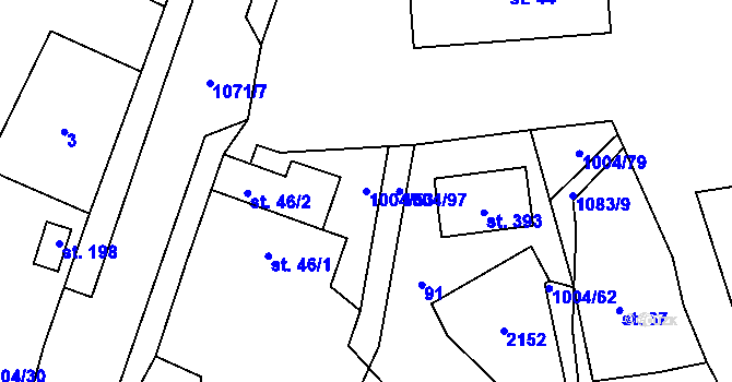 Parcela st. 1004/53 v KÚ Kočí, Katastrální mapa