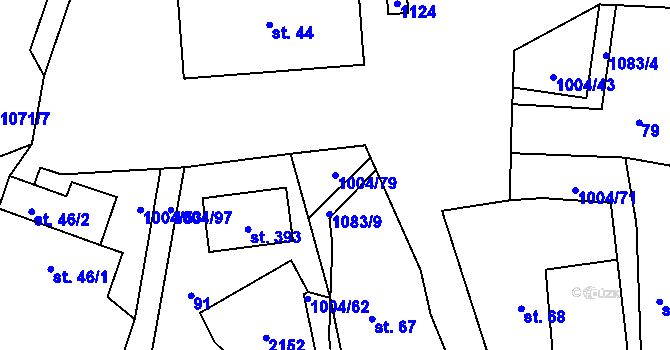 Parcela st. 1004/79 v KÚ Kočí, Katastrální mapa