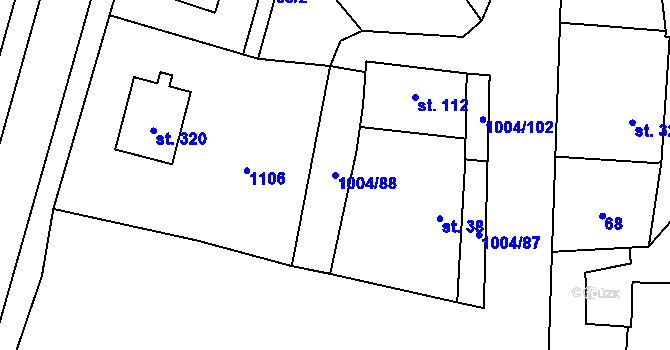 Parcela st. 1004/88 v KÚ Kočí, Katastrální mapa