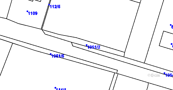 Parcela st. 1051/2 v KÚ Kočí, Katastrální mapa