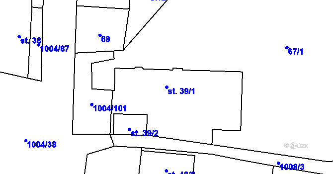 Parcela st. 39/1 v KÚ Kočí, Katastrální mapa