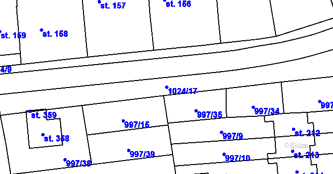 Parcela st. 1024/17 v KÚ Kočí, Katastrální mapa