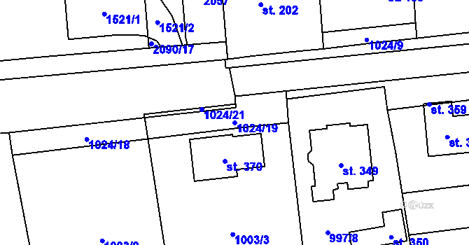 Parcela st. 1024/19 v KÚ Kočí, Katastrální mapa