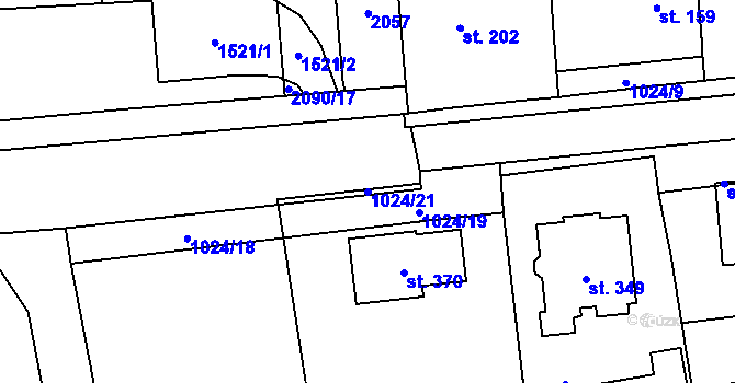 Parcela st. 1024/21 v KÚ Kočí, Katastrální mapa