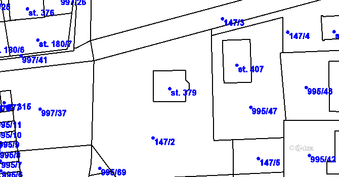 Parcela st. 379 v KÚ Kočí, Katastrální mapa