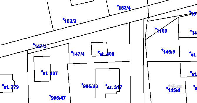 Parcela st. 408 v KÚ Kočí, Katastrální mapa