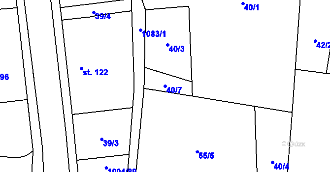 Parcela st. 40/7 v KÚ Kočí, Katastrální mapa