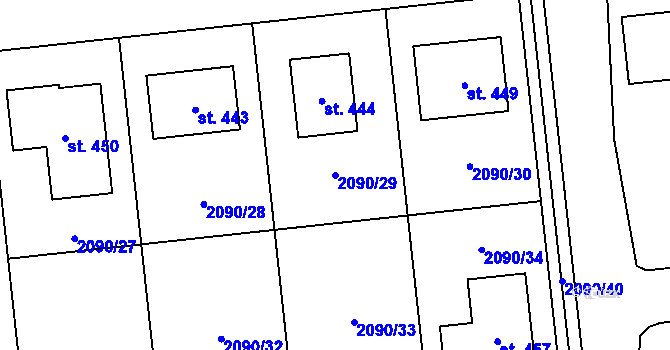 Parcela st. 2090/29 v KÚ Kočí, Katastrální mapa
