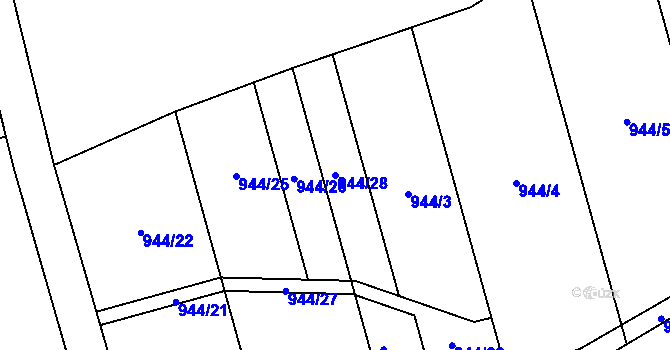 Parcela st. 944/28 v KÚ Kočí, Katastrální mapa