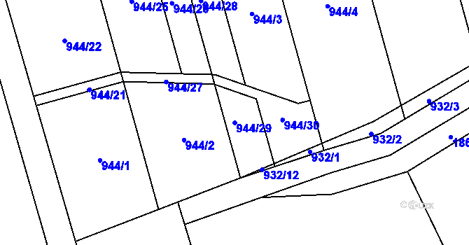Parcela st. 944/29 v KÚ Kočí, Katastrální mapa