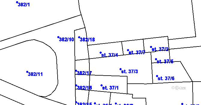 Parcela st. 37/4 v KÚ Topol, Katastrální mapa