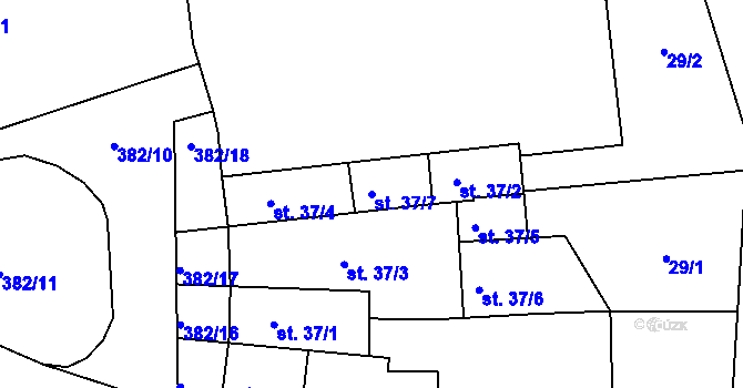 Parcela st. 37/7 v KÚ Topol, Katastrální mapa