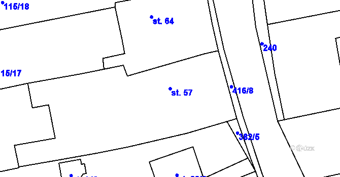 Parcela st. 57 v KÚ Topol, Katastrální mapa