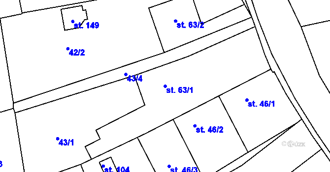 Parcela st. 63/1 v KÚ Topol, Katastrální mapa
