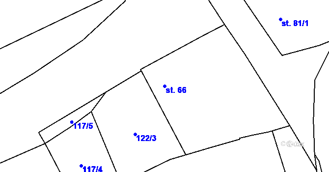 Parcela st. 66 v KÚ Topol, Katastrální mapa