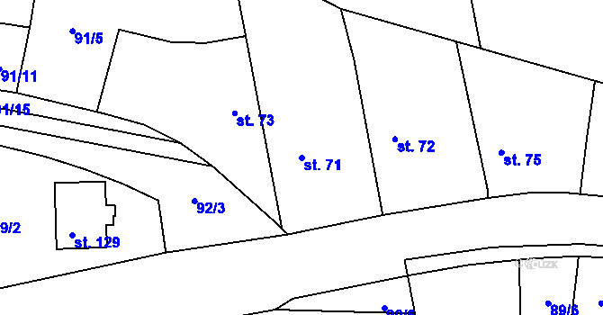 Parcela st. 71 v KÚ Topol, Katastrální mapa