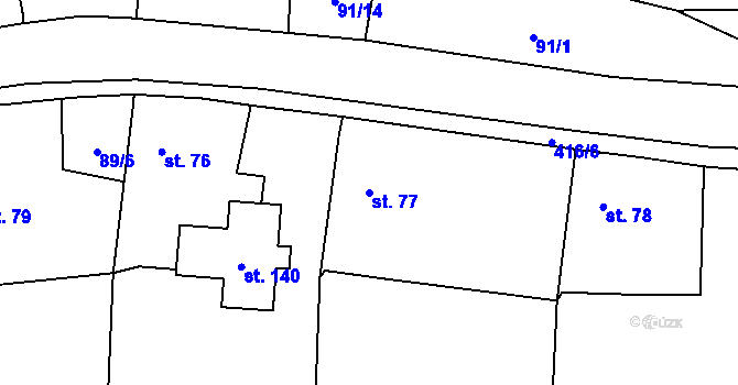 Parcela st. 77 v KÚ Topol, Katastrální mapa