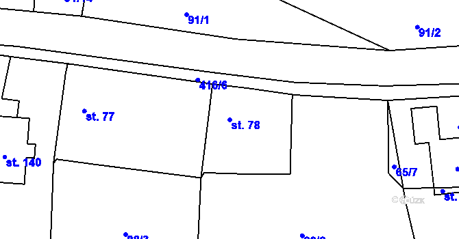 Parcela st. 78 v KÚ Topol, Katastrální mapa