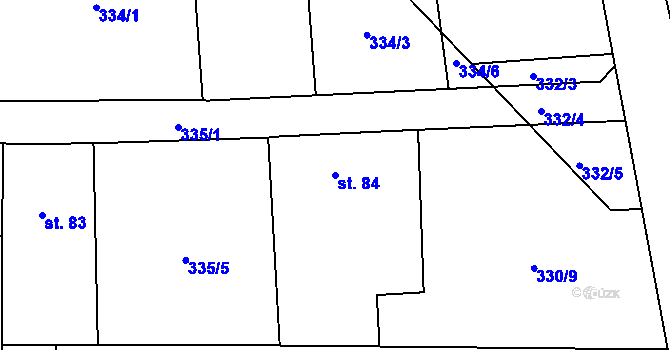 Parcela st. 84 v KÚ Topol, Katastrální mapa