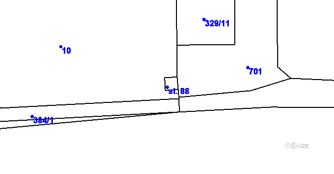 Parcela st. 88 v KÚ Topol, Katastrální mapa