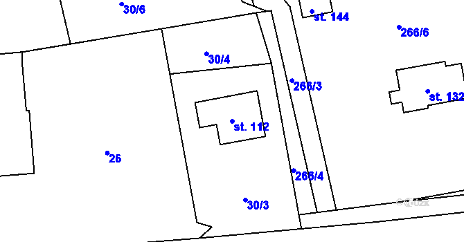 Parcela st. 112 v KÚ Topol, Katastrální mapa