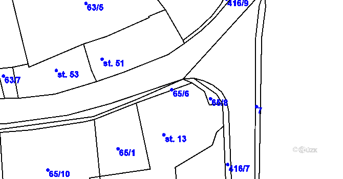 Parcela st. 65/6 v KÚ Topol, Katastrální mapa